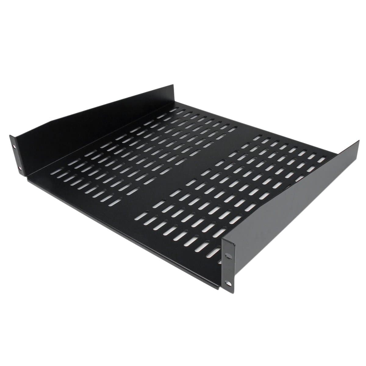 StarTech 2U Cantilever Rack Shelf, 19" Vented Steel, 16" Deep, 50 lb Capacity, TAA, Black
