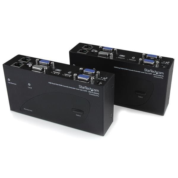 StarTech USB Dual VGA KVM Console Extender, 650ft / 200m, 1920×1200, Cat5 UTP