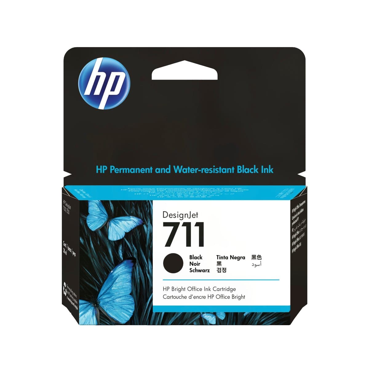 HP 711, Black Ink Cartridge, 38 ml, DesignJet T100-T530