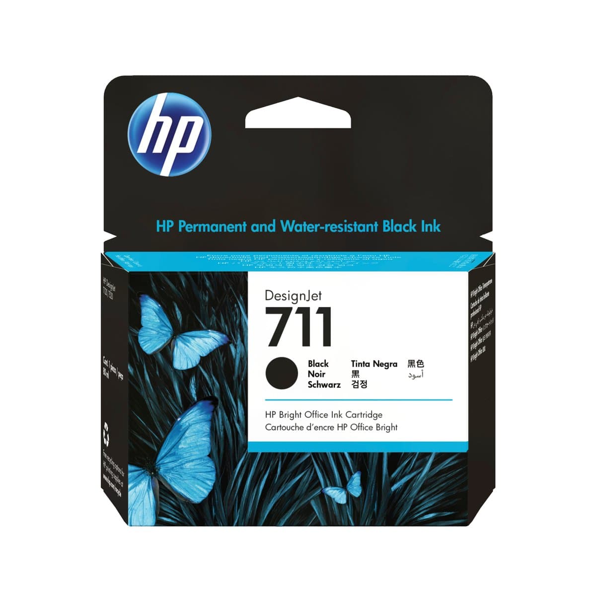 HP 711 80ml Black DesignJet Ink Cartridge, Thermal Inkjet, Fast-Drying, Smudge-Resistant
