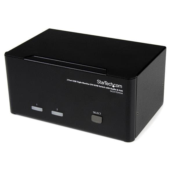 StarTech 2-Port Triple Monitor DVI USB KVM Switch, 1920×1200, Audio, USB Hub