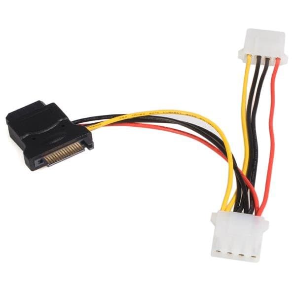 StarTech SATA to LP4 Power Adapter, 6 in, Dual LP4, Black