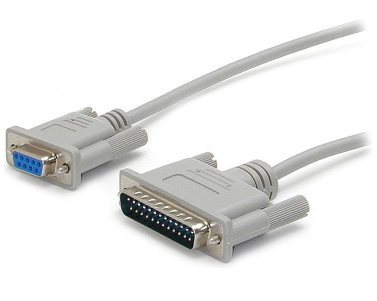 StarTech Serial Null Modem Cable, DB9F to DB25M, 3m, Cross-Wired