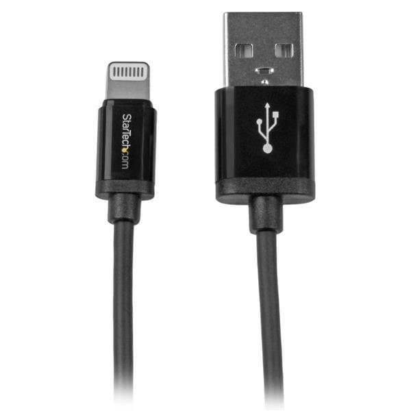 StarTech USB-A to Lightning Cable, 1m, Black, MFi Certified, High Speed Charging