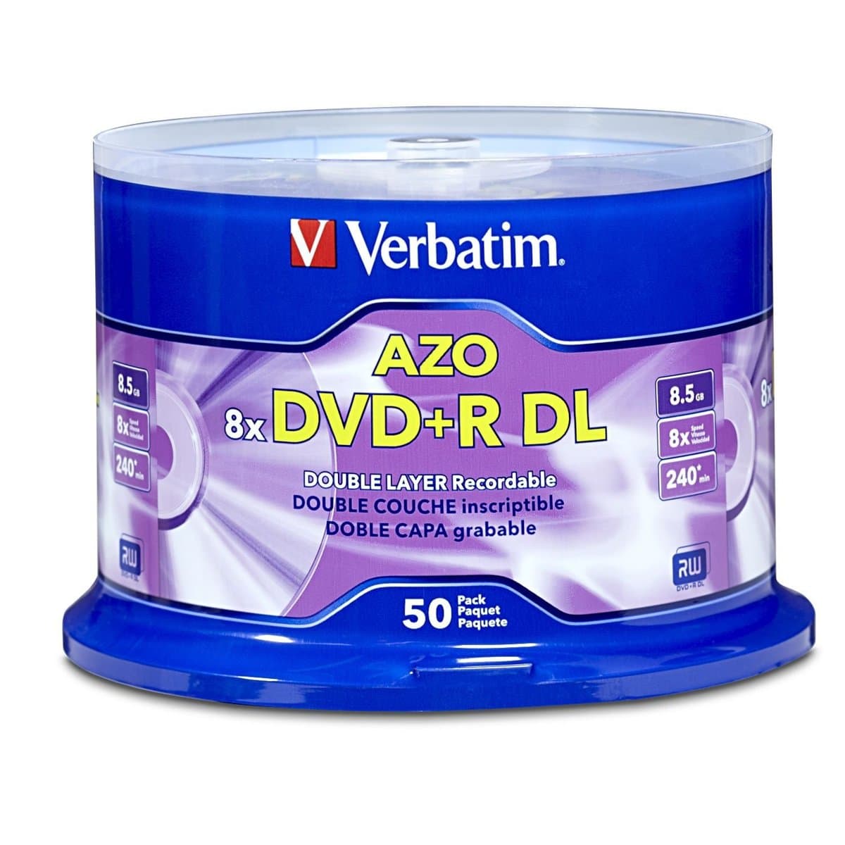 Verbatim DVD+R DL, 8.5 GB, 8x Write Speed, 50 Pack