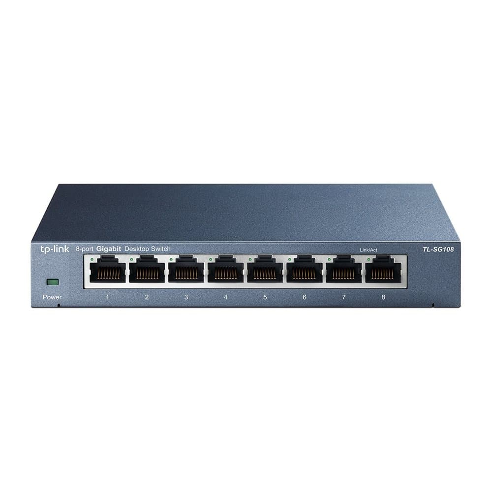 TP-Link TL-SG108 8-Port Gigabit Switch, 16 Gbps, Wall-Mountable, Steel Housing