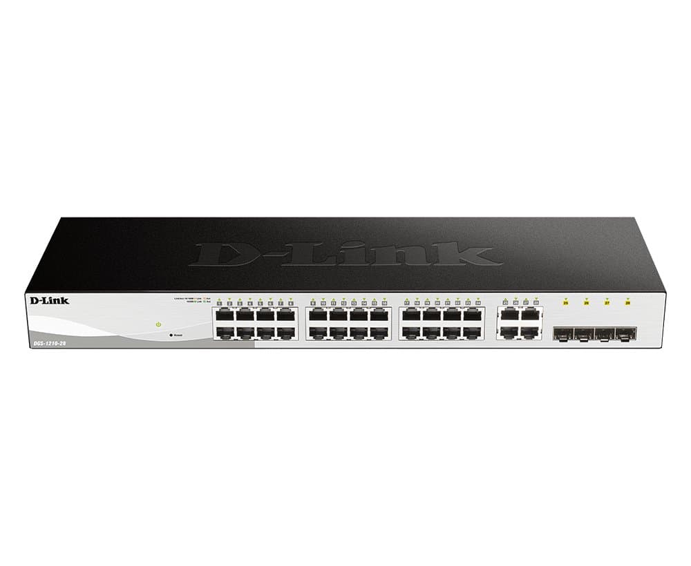 D-Link DGS-1210 28-Port Gigabit Smart Managed Switch, PoE Output, 56 Gbps, 1U Rack Mount