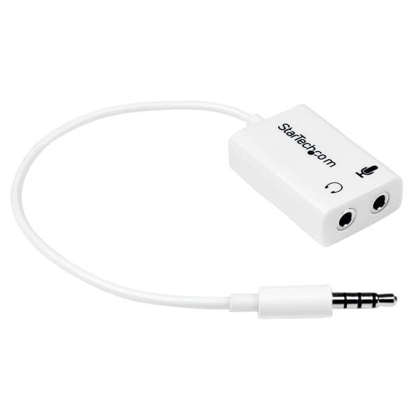 StarTech Headset Splitter, 3.5mm 4-Pin to 2× 3-Pin Headphone + Mic, White