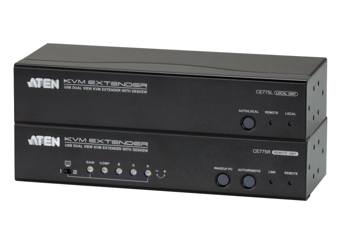 ATEN CE775 Dual View KVM Extender, 1920×1200, 300m, Cat5e, Deskew