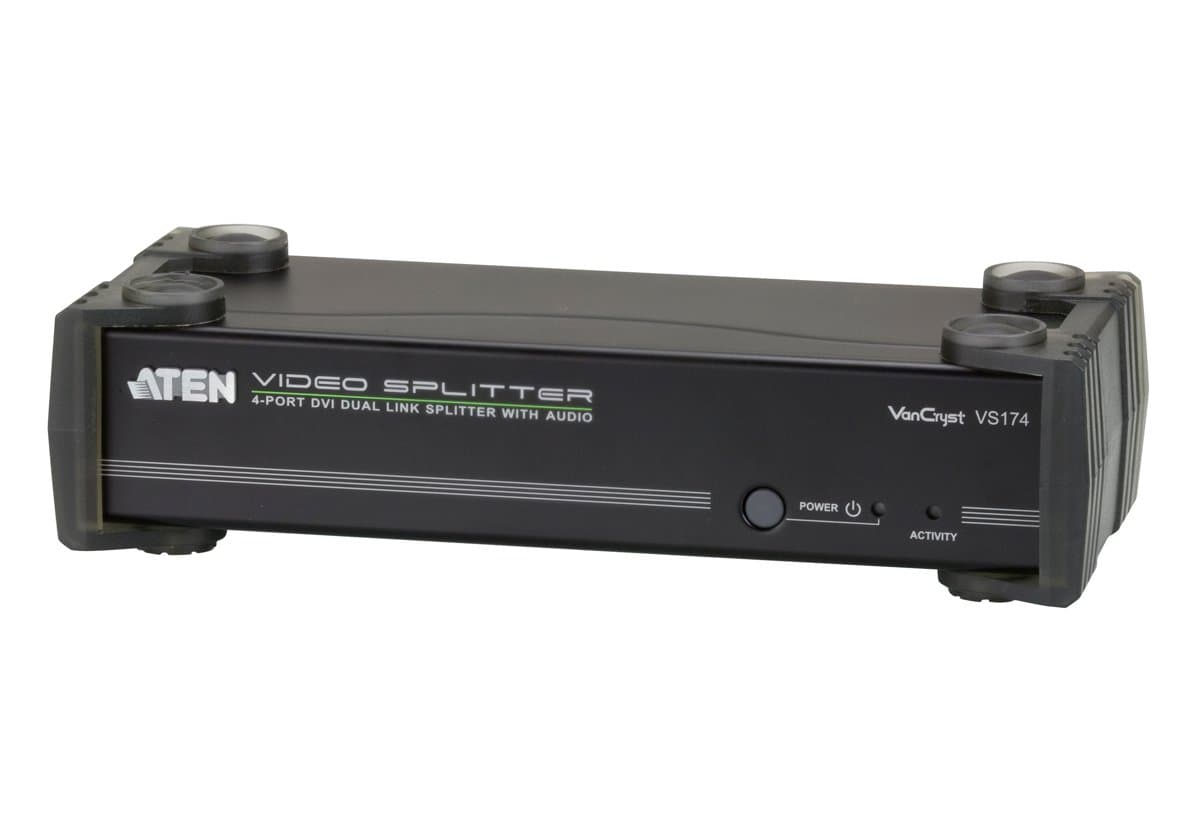 ATEN VS174 4-Port DVI Splitter, Dual-Link, 2560×1600, Audio Support