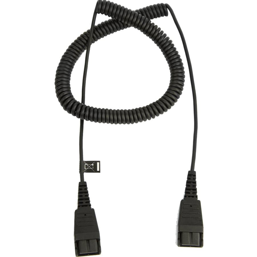 Jabra 8730-009 QD to QD Extension Cord, 2m Max, Coiled, Black