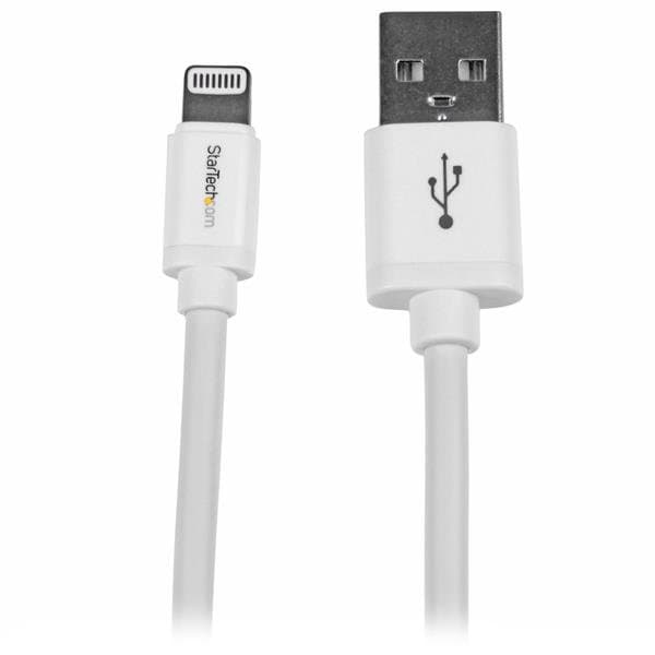 StarTech 6.6 ft USB-A to Lightning Cable, MFi Certified, Reversible, iPhone/iPad, White