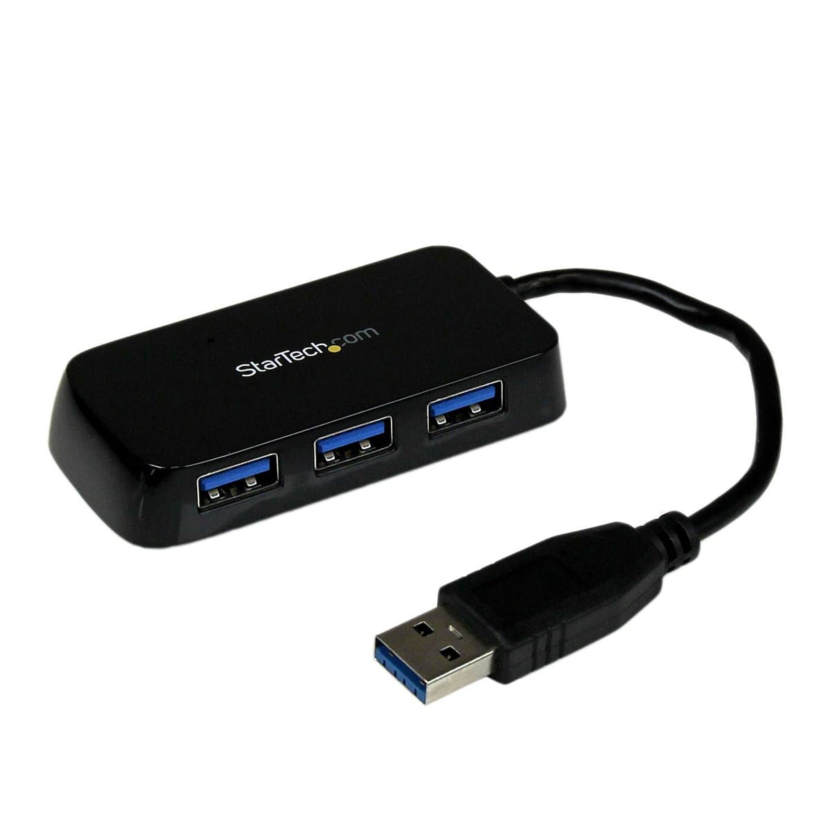 StarTech Portable 4-Port USB 3.0 Mini Hub, 5Gbps, Bus-Powered, Built-in Cable