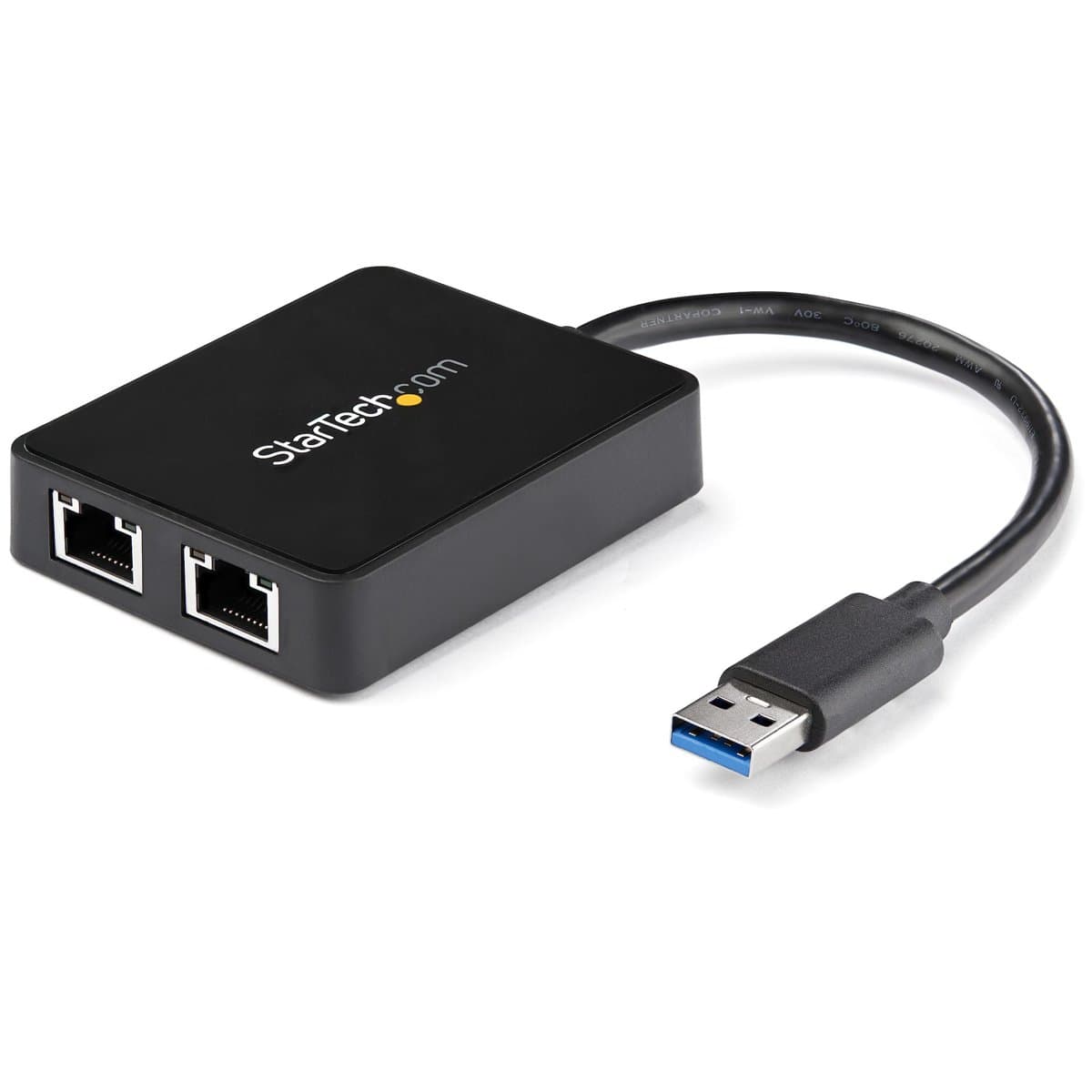 StarTech USB32000SPT, USB 3.0 Dual Port Gigabit Adapter, 5 Gbps, USB Pass-Through