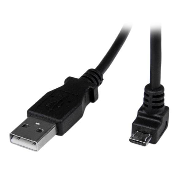StarTech 2m Micro USB Charging Cable, USB A to Down Angle Micro B, USB 2.0, Black
