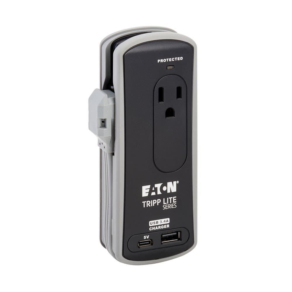 Eaton Travel-Size Surge Protector 2OUTLET USB-C And USB-A Ports Black