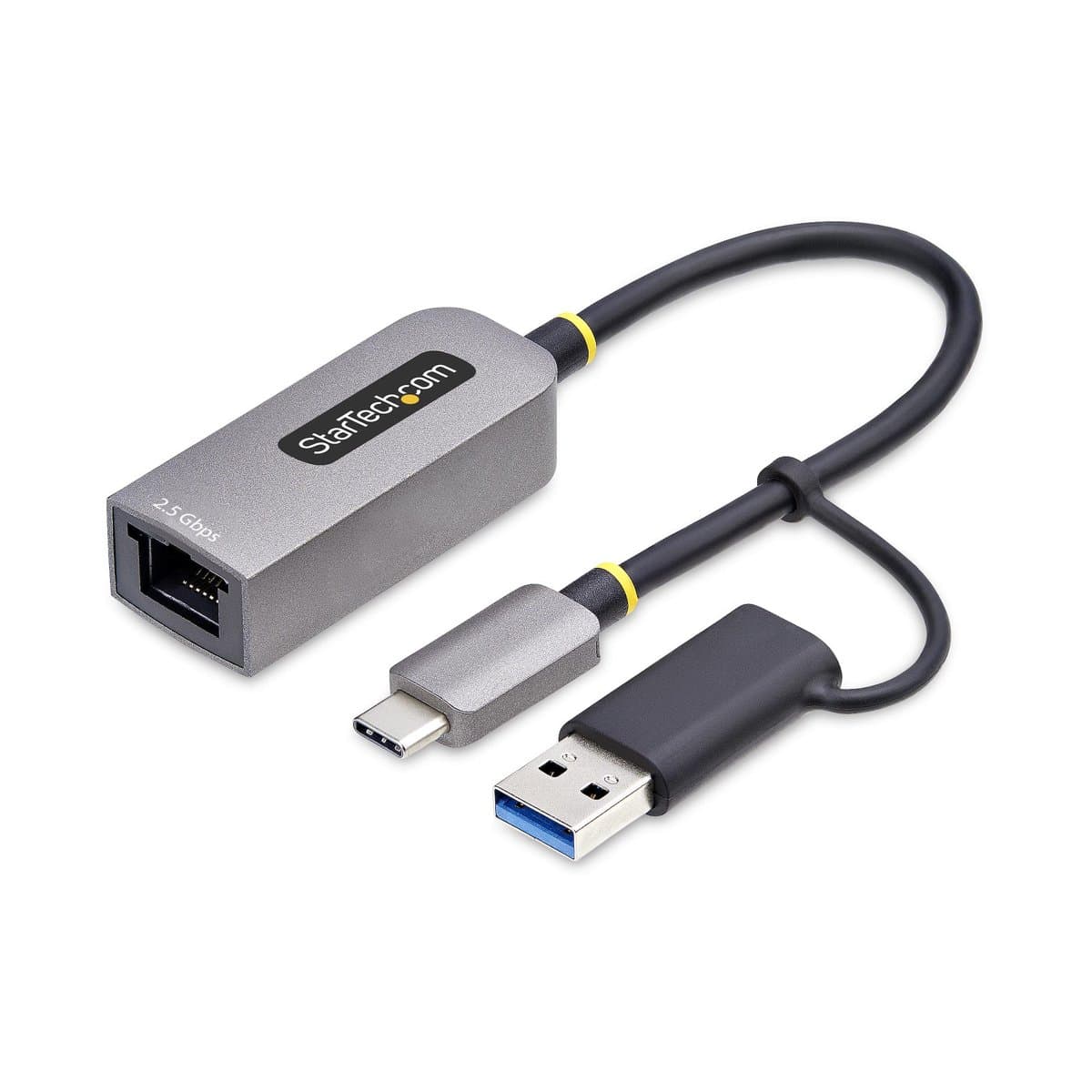 StarTech 2.5GbE USB-C Ethernet Adapter, Bus-Powered, 6in Cable, Thunderbolt
