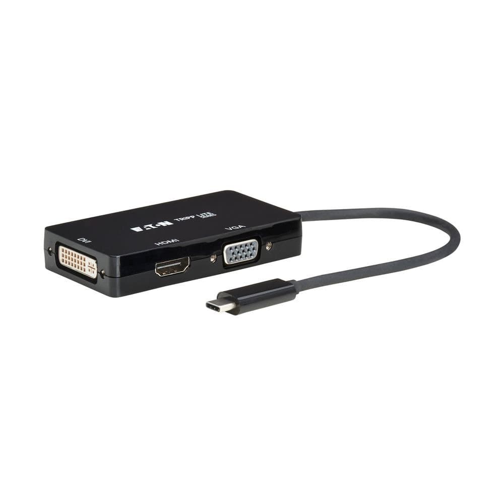 Eaton USB C Multiport Adapter M/3XF 4K HDMI 1080p VGA + DVI Ports Black