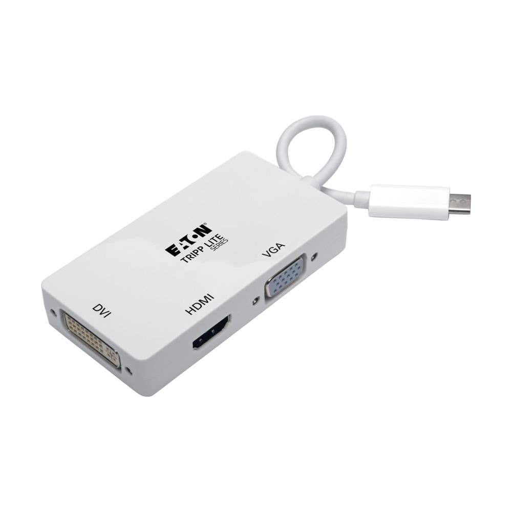 Eaton USB C Multiport Adapter M/3XF 4K HDMI 1080p VGA + DVI Ports White