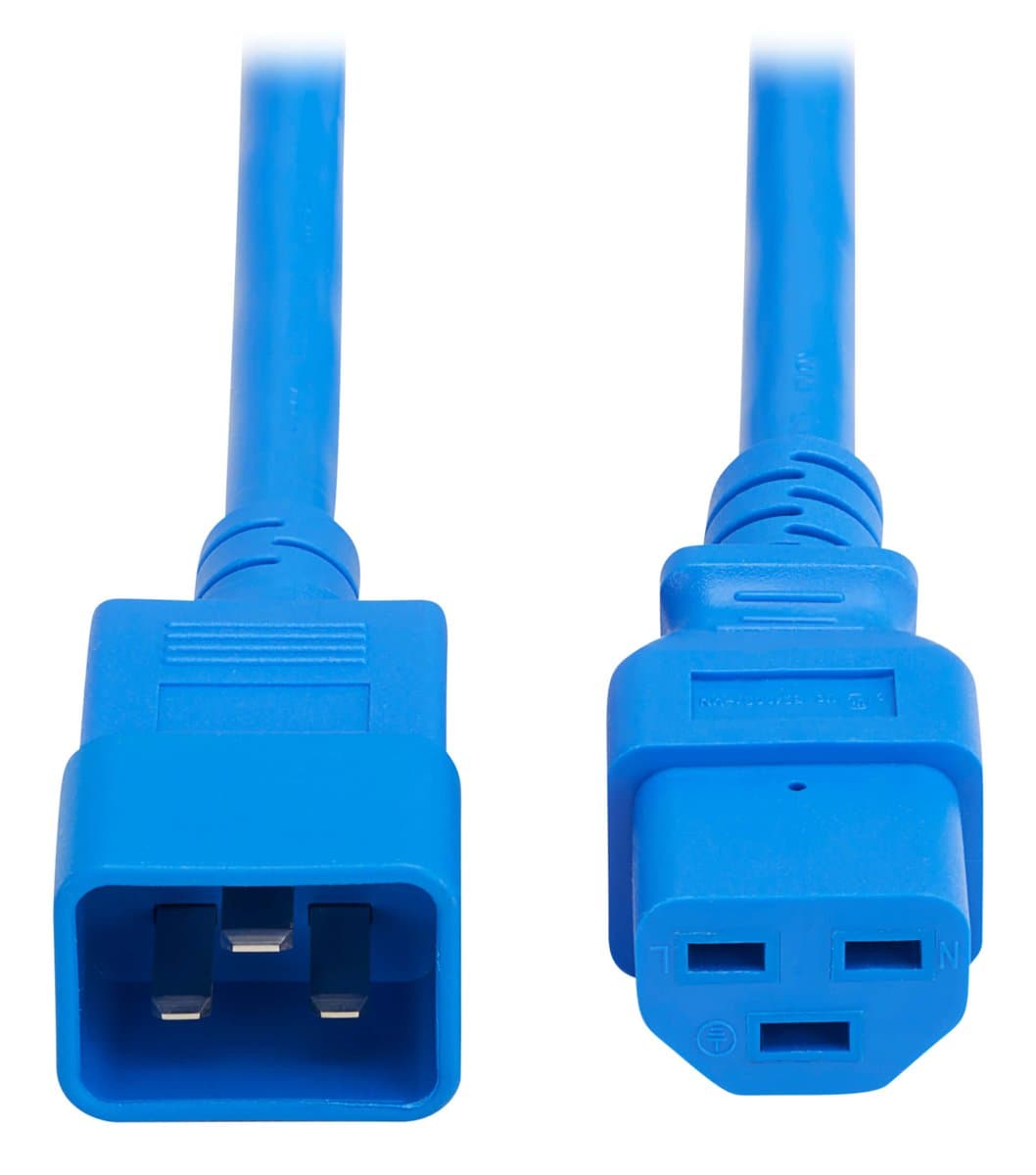 Eaton Power Cord C20–C21, 20A, 250V, 12 AWG, 6 ft, Blue
