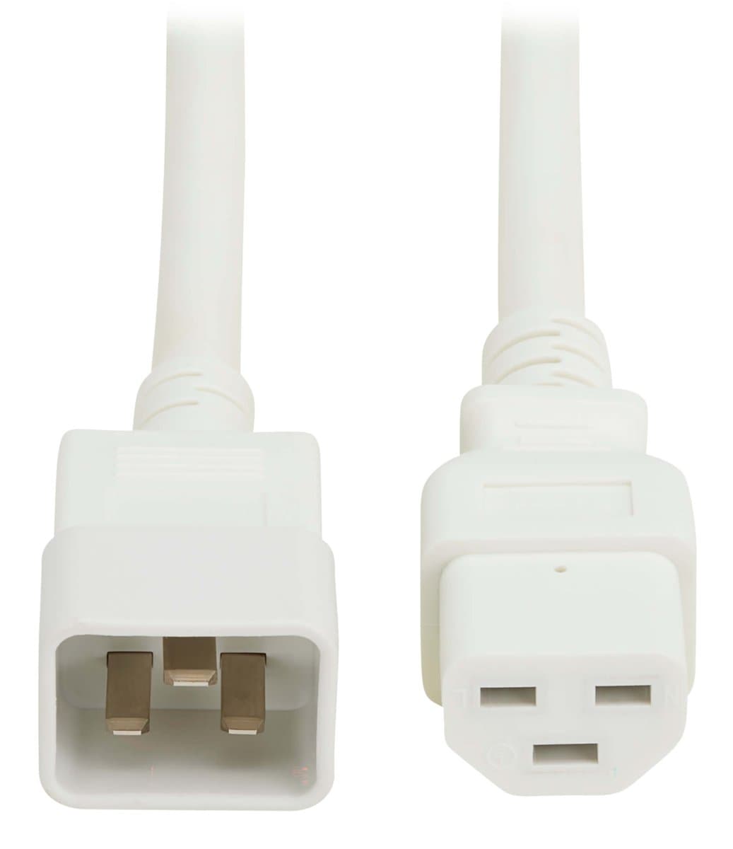 Eaton C20–C21 Power Cord, 20A 250V, 12 AWG, 2.5 ft, White