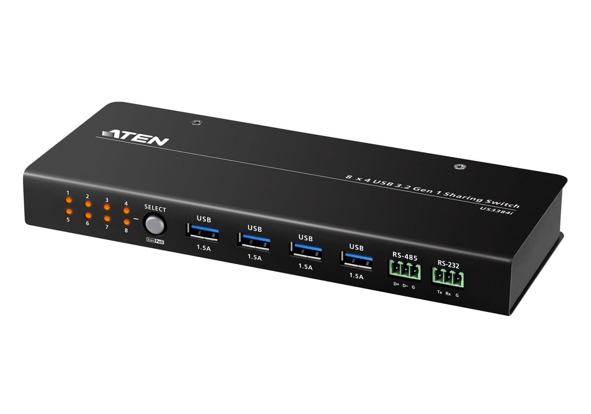 ATEN US3384i USB 3.2 Gen 1 Switch, 8 Devices, 4 Ports, Metal