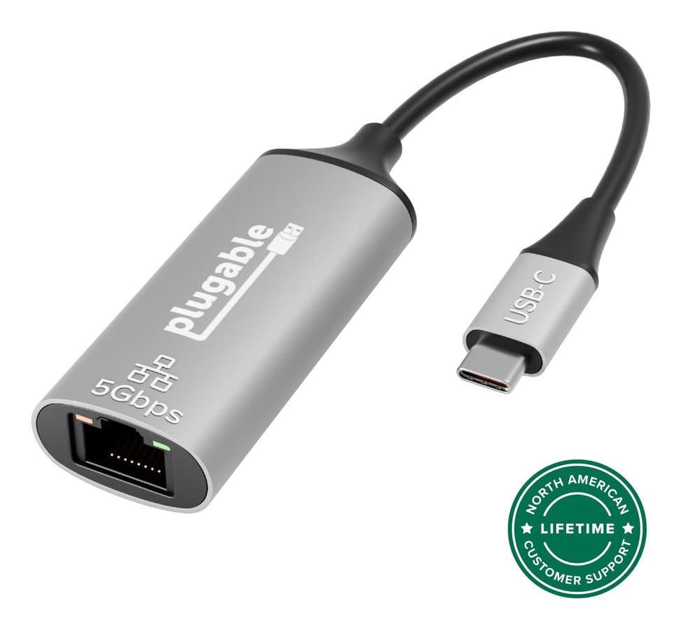 Plugable USB-C To 5GBE Adapter With Ethernet Port