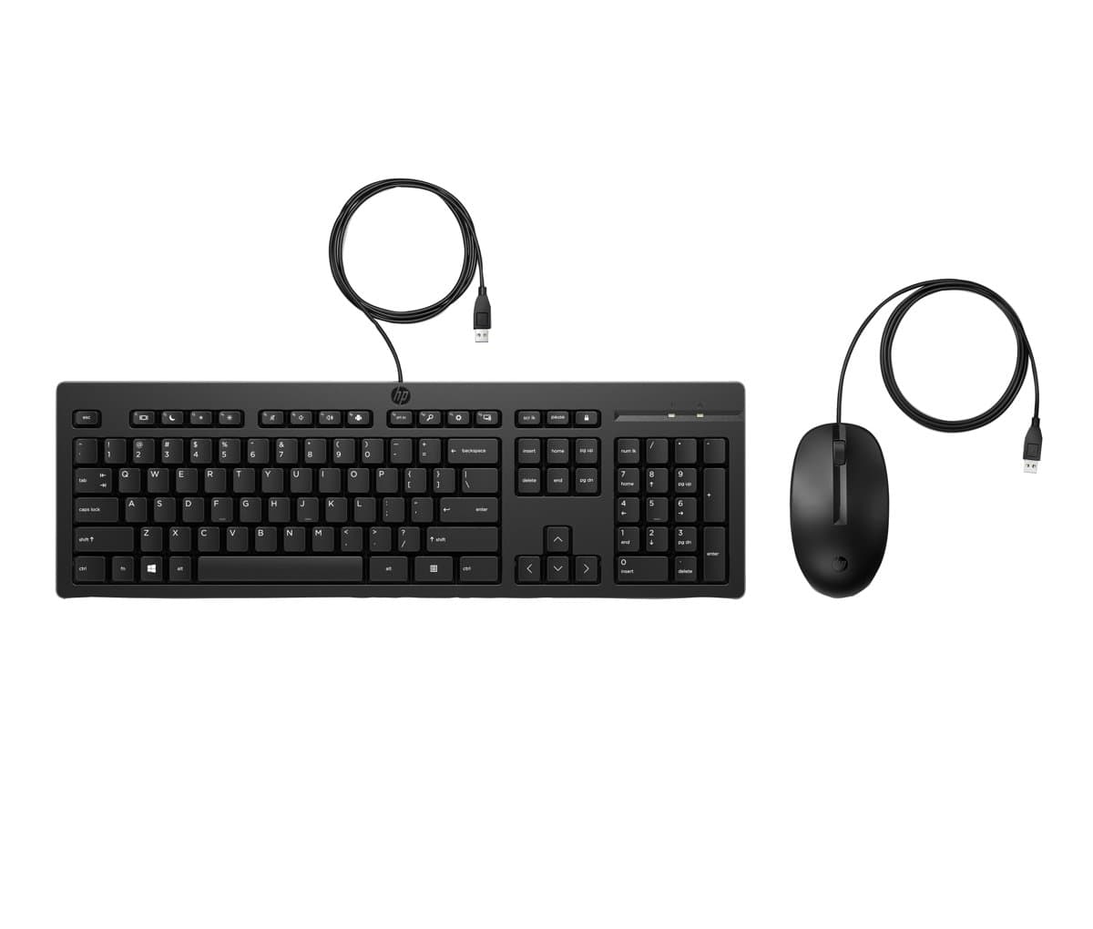 HP 225 Wired Mouse and Keyboard Combo, Full-Size, USB, Black