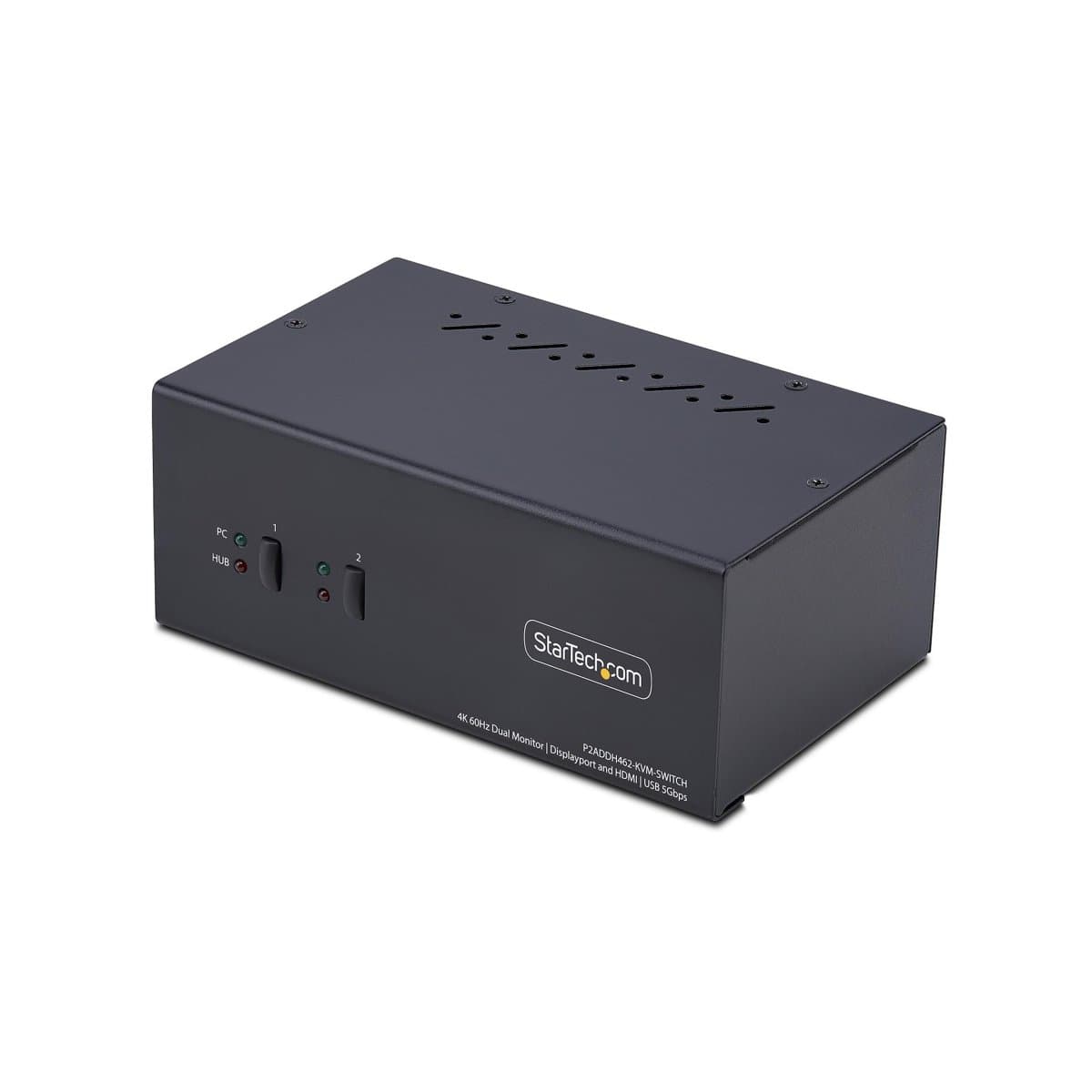 StarTech 2-Port Dual-Monitor KVM Switch, DisplayPort + HDMI, 4K 60Hz, 36W