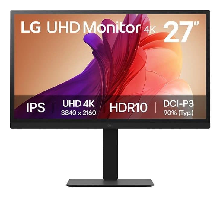 LG 27in LCD 3840X2160 IPS TAA Monitor HDMI DP Pivot Swivel Vesa100x100