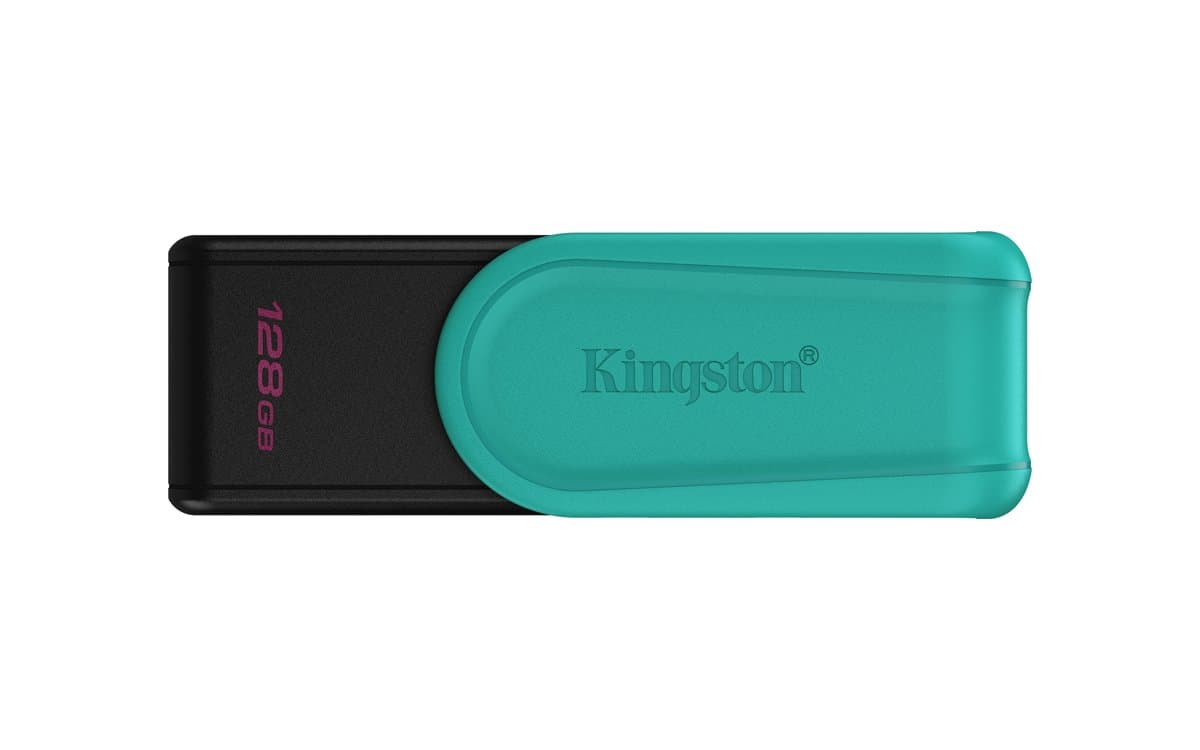 Kingston DataTraveler Exodia S 128 GB USB Flash Drive, USB 3.2 Gen 1, Swivel Cap, Black/Turquoise