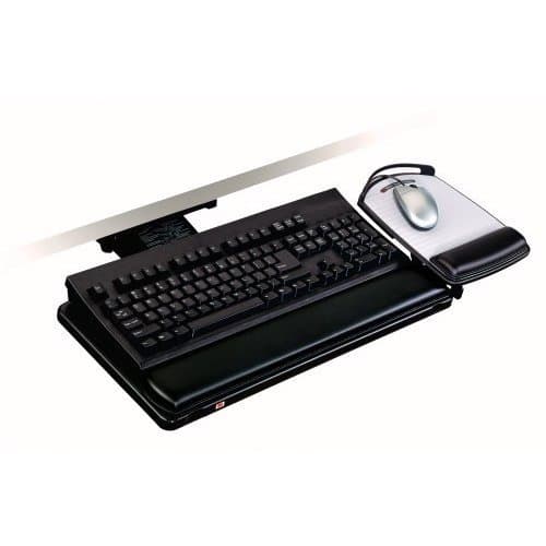 3M AKT80LE Adjustable Keyboard Tray, Separate Mousing Platform, Gel Wrist Rest, Optical Surface