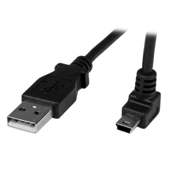 StarTech 1m Mini USB Cable, USB-A to Mini-B Up-Angle, USB 2.0, Black