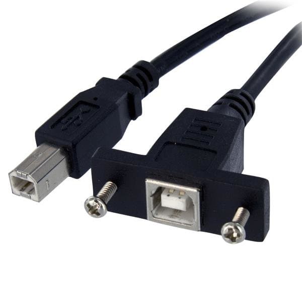StarTech USB-B Panel Mount Cable, 3 ft, USB 2.0, Female/Male
