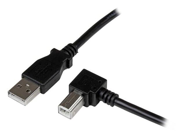 StarTech 3.3 ft USB 2.0 A to Right-Angle B Cable, M/M, Printer Cable, Black