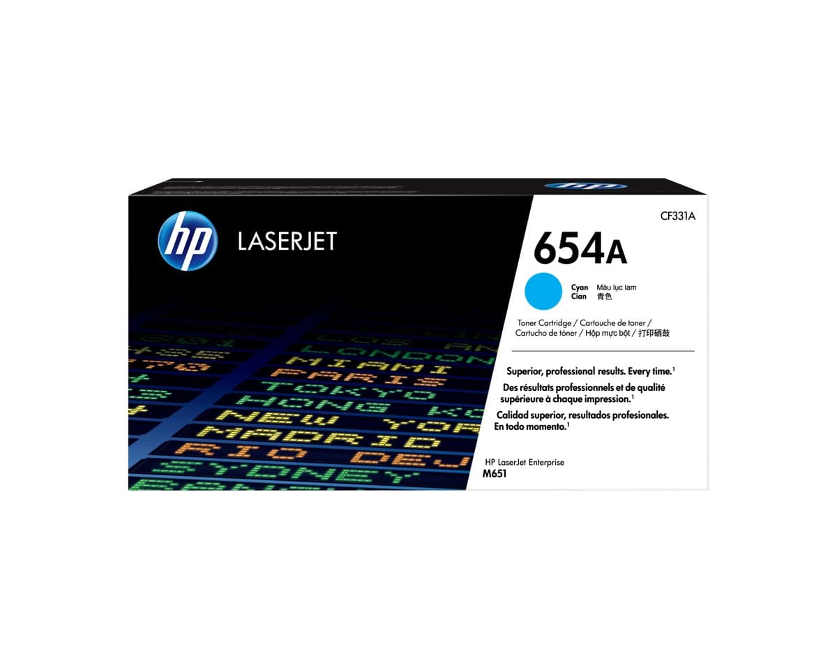 HP 654A Cyan LaserJet Toner Cartridge, 15000 Pages, Single Pack