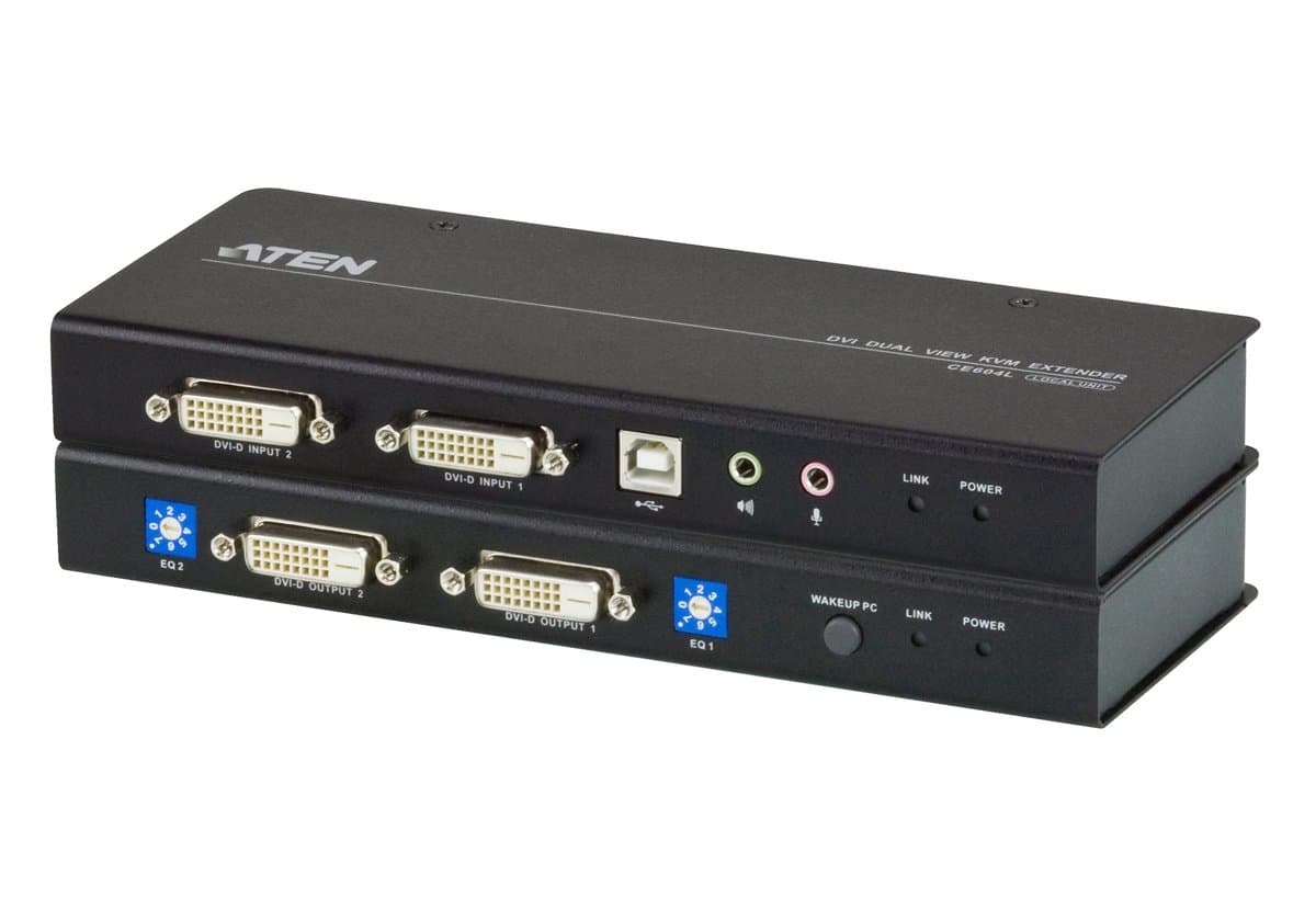 ATEN CE604 DVI Dual View KVM Extender, 60m, RS-232, 0–50°C