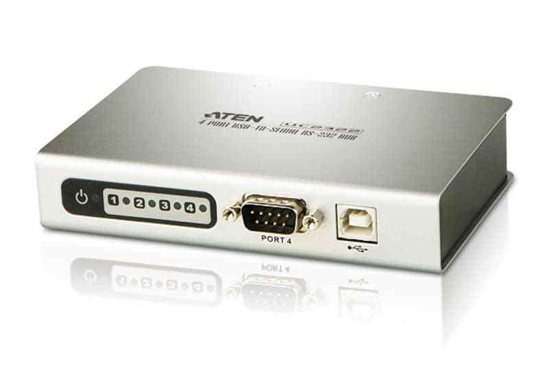 ATEN UC2324, 4-Port USB-to-Serial RS-232 Hub, USB Type-B, Metallic