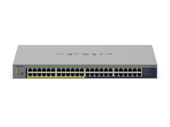 Netgear GS748PP, 48-Port Gigabit Switch, PoE+, Unmanaged, Rack Mount