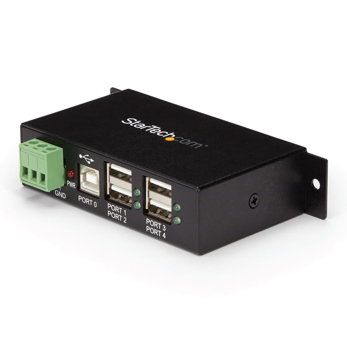 StarTech 4-Port USB 2.0 Industrial Hub, 480 Mbps, Metal Housing, DIN Rail Mountable