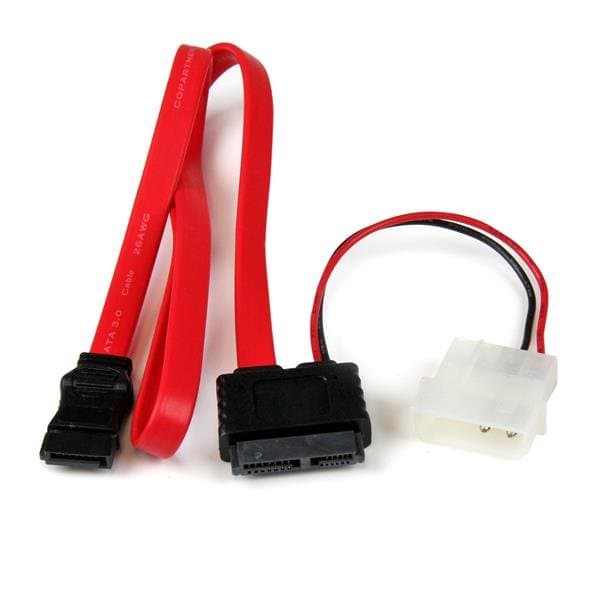 StarTech 20in Slimline SATA to SATA Adapter, LP4 Power, Female/Female, Red