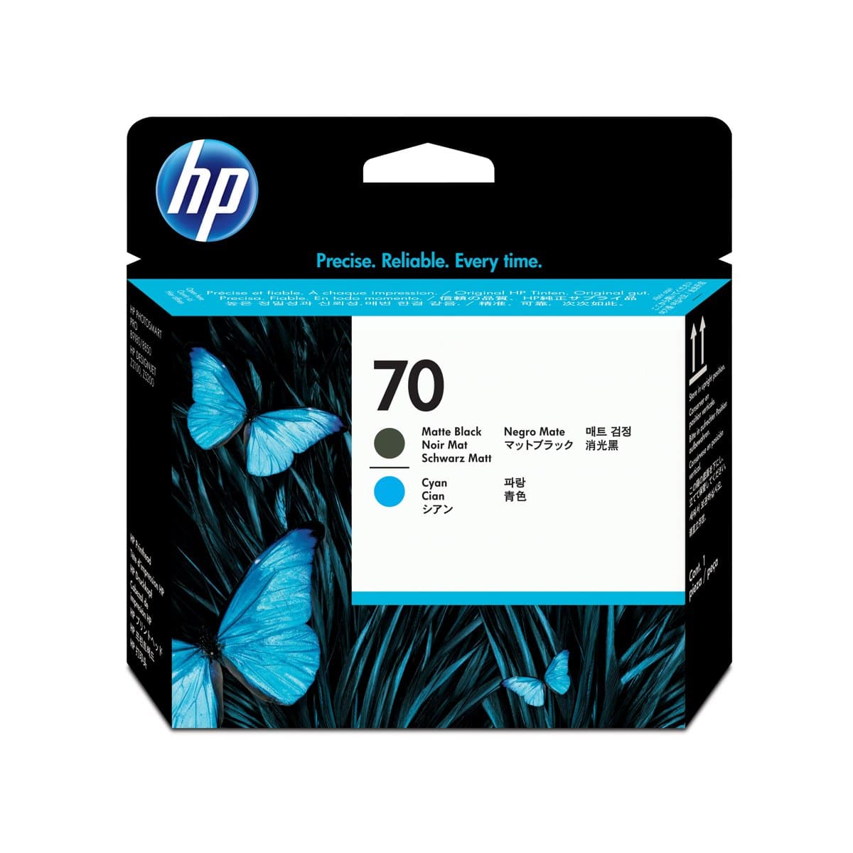 HP 70 Matte Black and Cyan Printhead, 143×28×132 mm, Thermal Inkjet
