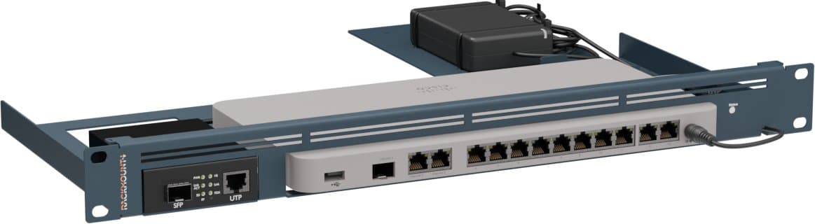 Rackmount.IT RM-CI-T24MC, 19" Rack Bracket, Meraki MX68, Media Converter