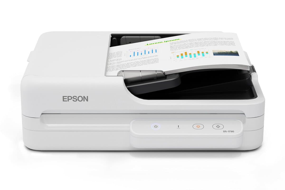 Epson DS-1730 Flatbed Document Scanner, 1200×1200 DPI, 60-Sheet ADF, 3000 Pages Daily