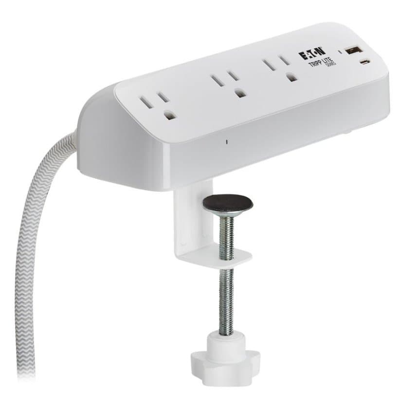 Eaton 3OUTLET Surge Protector USB-A/C 5-15R 20W Pd Clamp 8ft Cord White