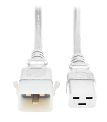 Eaton PDU Power Cords C19 P-Lock C20 Heavy-Duty 20A 12AWG 3ft White 6PCK