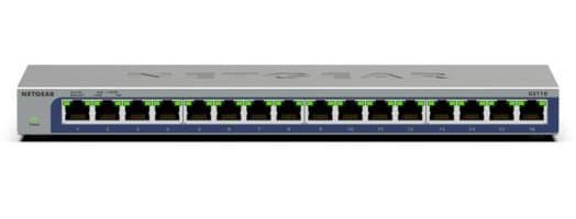 Netgear GS116-300NAS 16-Port Gigabit Switch, Unmanaged L2, Fanless, Non-Blocking