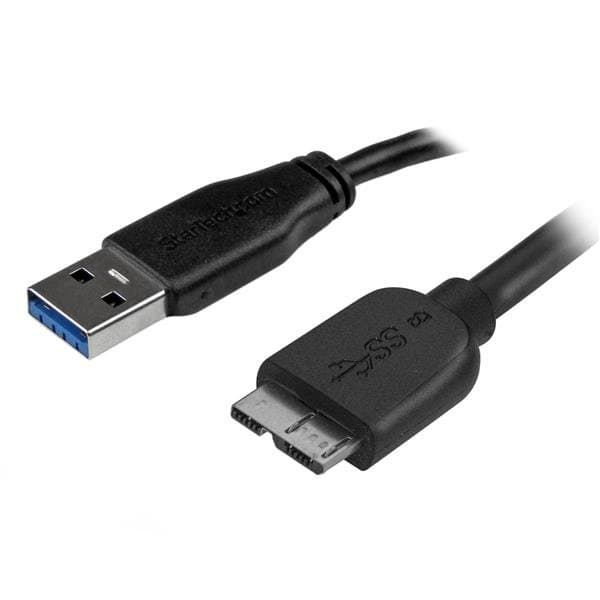 StarTech Slim Micro USB 3.0 Cable, M/M Connector, 2m, 5 Gbps
