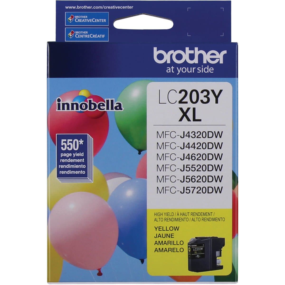 Brother LC203Y, High Yield, Yellow, Pigment-based Ink, 550-page Yield