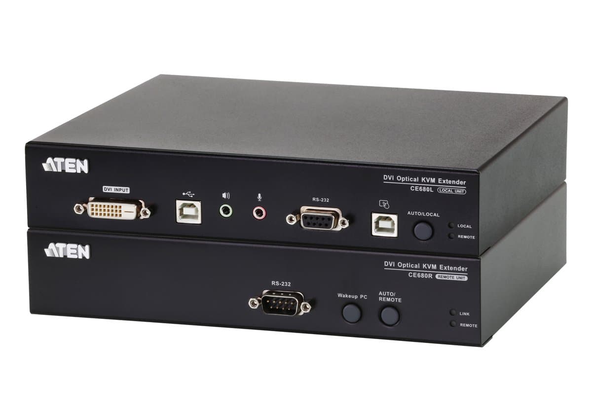 ATEN CE680 DVI Optical Console Extender, Audio, 1U Rack, 600 m Range, 1920 × 1200